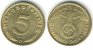 5 Reichspfennig 1938 D --- vz/stfr